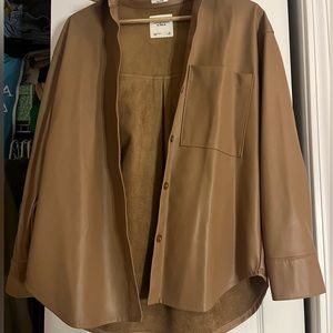 Oversized Vegan Leather Shirt Abercrombie